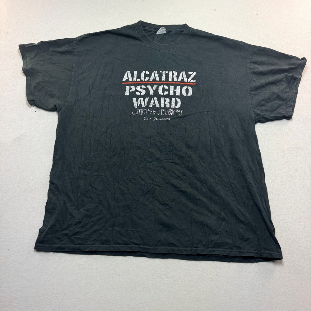 Port & Company Alcatraz Psycho Ward Shirt Mens XXL Black Excellent Graphic Tee